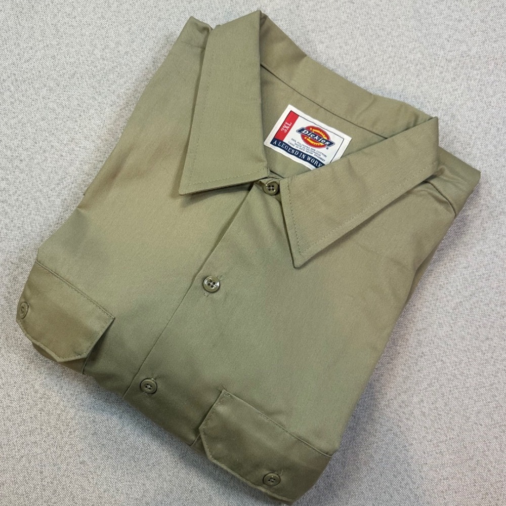 Dickies Work Shirt Mens 3XL Khaki Tan Poly Cotton Long Sleeve 574KH Utility NWT